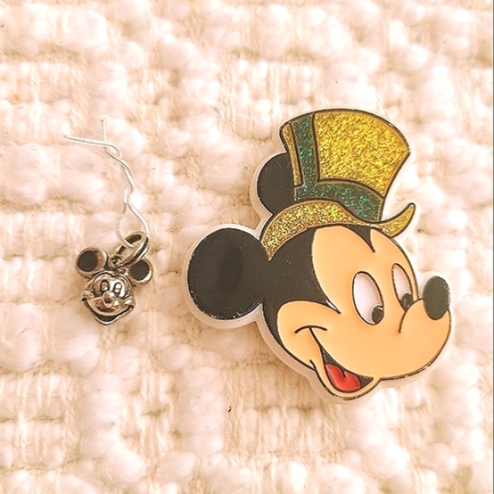 Vintage Mickey Mouse Disney Charm and Plastic Pin by Monogram Products